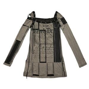 NWOT VTG Salvage x The Devil's Dress black & grey long sleeve dress